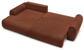 Разтегателен ъглов диван от рипсено кадифе в тухлен цвят (ляв ъгъл) Lucien – Bobochic Paris