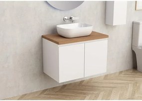 Конзолен PVC шкаф за баня BG 5155-75W + 7546-31, с дървесен плот, Inter Ceramic, 45х48.5х73.5см