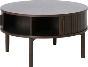 Кръгла масичка за кафе от декор от дъб в тъмно естествен цвят ø 85 cm Meta – Unique Furniture