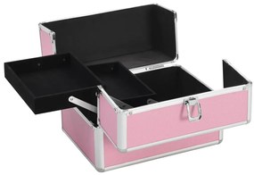 91830 vidaXL Куфар за гримове, 22x30x21 см, розов, алуминий