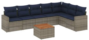 3256488 vidaXL Градински диван с възглавници, 8 части, полиратан, сив