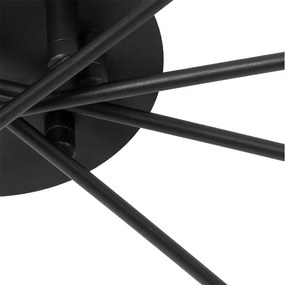 Модерна таванна лампа черна 8-лампа с димно стъкло - Атина