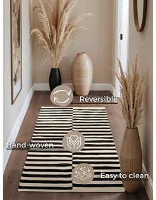 Черно-бял двустранна ръчно изработена вълнена пътека 80x200 cm Donna – Hanse Home
