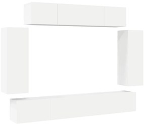 3078699 vidaXL Комплект ТВ шкафове от 6 части, бял, инженерно дърво