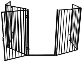 Защитна преграда за камина 304 x 74,5 cm - черна