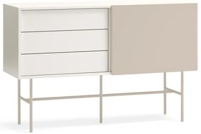 Нисък скрин с плъзгащи се врати в светлосиво и кремаво 140x91 cm Nube - Teulat