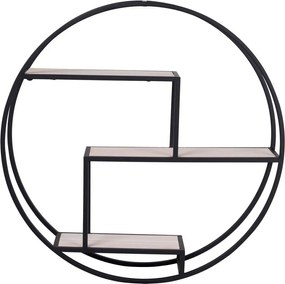 Черен/естествен на няколко нива стенен рафт от масивна Пауловния 62 cm Rotterdam – House Nordic