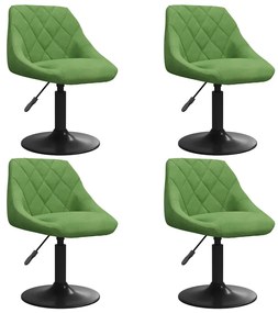 3088793 vidaXL Въртящи се трапезни столове, 4 бр, светлозелени, кадифе