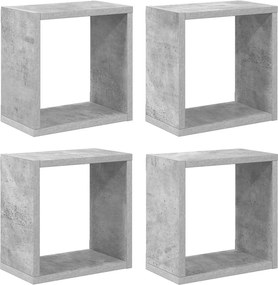 807038 vidaXL Стенни кубични рафтове, 4 бр, бетонно сиви, 26x15x26 см