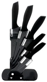 Комплект ножове с поставка ZEPHYR ZP 1633 BS5AS, 6 части, Неръждаема стомана, Мраморно покритие, Черен