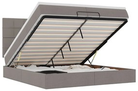 3314035 vidaXL Османска легло с матрак и LED, таупе, 200x200 см, плат