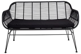 Черен градински диван от изкуствен ратан Trieste - House Nordic