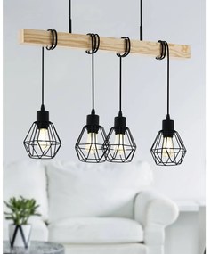 Висящо осветително тяло в черен и естествен цвят с метален абажур TOWNSHEND 5 – EGLO