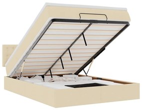 3312483 vidaXL Османска легло с матрак и LED, кремаво, 140x200 см, плат
