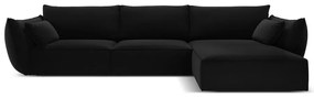 Черен кадифен ъглов диван (десен ъгъл) Vanda – Mazzini Sofas