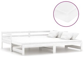 3083655 vidaXL Разтегателно дневно легло 2x(90x200) см бяло борово дърво масив