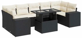 3326757 vidaXL Градински комплект диван с възглавници 8 части черен полиратан