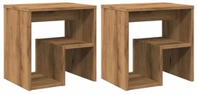 856529 vidaXL Нощни шкафчета, 2 бр, дъб артизан, 40x30x40 см, инженерно дърво