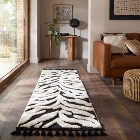 Черно-бял пътека 80x300 cm Esra Zebra – Flair Rugs