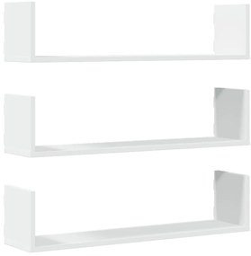 853290 vidaXL Стенни рафтове, 3 бр, бели, 80x18x18 см, инженерно дърво