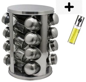 Бурканчета за подправки на стойка ZEPHYR ZP 1217 CR16, 16 бр. бурканчета, 4 нива, Въртяща се основа, Сребрист