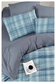 Синьо двойно удължено спално бельо с включен долен чаршаф 4 части 200x220 cm Ekose – Mila Home