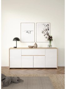 Скрин от дъбов декор в бял и естествен цвят 197x84x48 cm Next – Tvilum