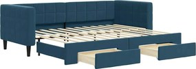 3196731 vidaXL Канапе с изтеглящо легло и чекмеджета синьо 80x200 см кадифе