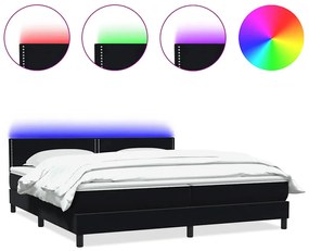 3316799 vidaXL Боксспринг легло с матрак и LED, черно, 180x210 cm, кадифе