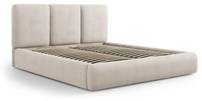Бежово тапицирано двойно легло с място за съхранение с включена подматрачна рамка 140x200 cm Brody – Mazzini Beds