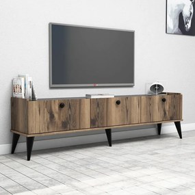 Меламиново ТВ мебели Lidya в цвят орех - черен мраморен ефект 180x35x49см.