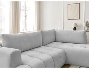 Светлосив сгъваем/с място за съхранение ъглов диван (десен ъгъл/L форма) Fuji – Bobochic Paris