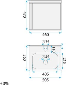 Комплект мебели за баня с мивка Gama T25023 HHL 50CM
