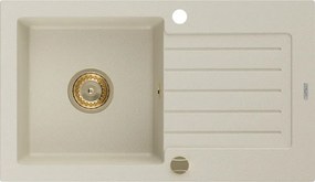 Mexen Pablo Гранитна мивка с 1 камера и капковник 752 x 436 мм, бежова, златен