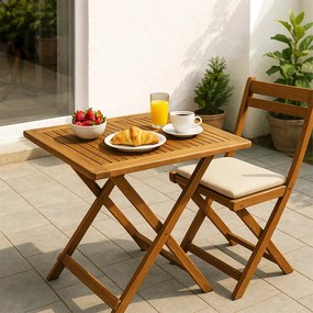 Сгъваема градинска маса от масив от акация - 70 x 70 cm