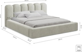 Зелено двойно тапицирано легло с място за съхранение и включена подматрачна рамка 160x200 cm Mano – Makamii