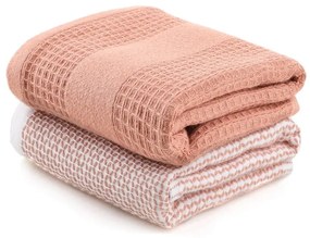Вафлени кърпи в комплект от 2 бр. в цвят сьомга 40x60 cm Betty – Foutastic