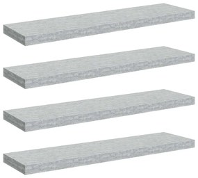 326605 vidaXL Окачени стенни рафтове 4 бр бетонно сиви 90x23,5x3,8 см МДФ