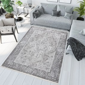 Интериорен килим с модерен дизайн в бяло и сиво с шарка Ширина: 140 см | Дължина: 200 см