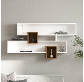 Стенна полица KAREN 120x72,2 cm бяла/орех