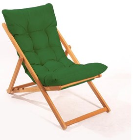 Градински шезлонг зелен/бук
