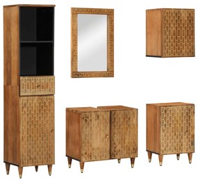 3206324 vidaXL Комплект мебели за баня, 5 части, масивна мангова дървесина