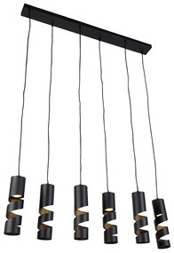 Moderne hanglamp zwart 6-lichts - Stream