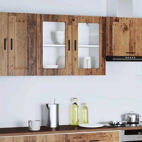 854095 vidaXL Кухненски стенен шкаф със стъклена врата Porto старо дърво