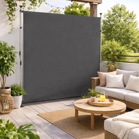 Свободностояща тента за балкон, параван за тераса с дръжка - сива