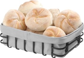 Черно-сива кошница за хляб с текстилна подплата , 18 x 25 cm - Hendi