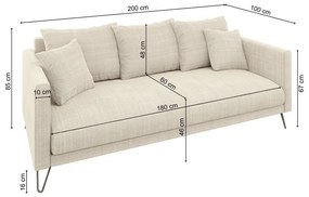 Кремав шенилов диван 200 cm Freya – Ropez