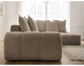 Кафяво-сив шенилов сгъваем/с място за съхранение ъглов диван (десен ъгъл/L форма) Everest – Bobochic Paris