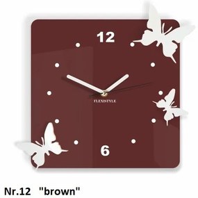 Стенен часовник с пеперуди Кафяво