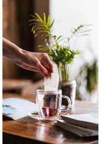 Комплект от 2 стъклени чаши с двойна стена и чинийка, 250 ml Amo - Vialli Design